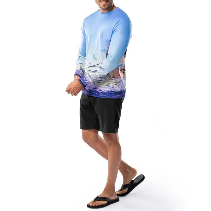 Custom Logo Outdoor Hiking Upf 50 Anti-bacterial Moisture Wicking Long Sleeve Hooded Fishing Shirt